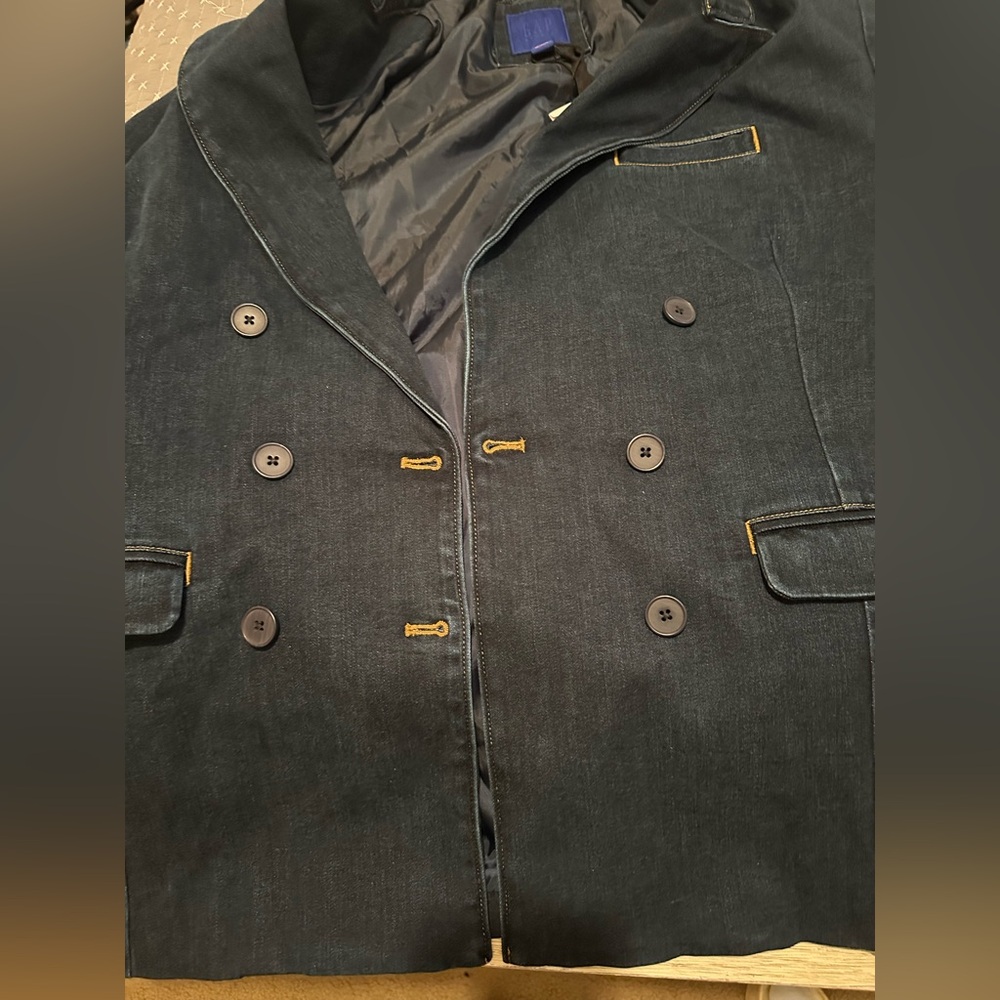 GapStudio Denim Double-Breasted Tailored Blazer - Picture 9 of 9